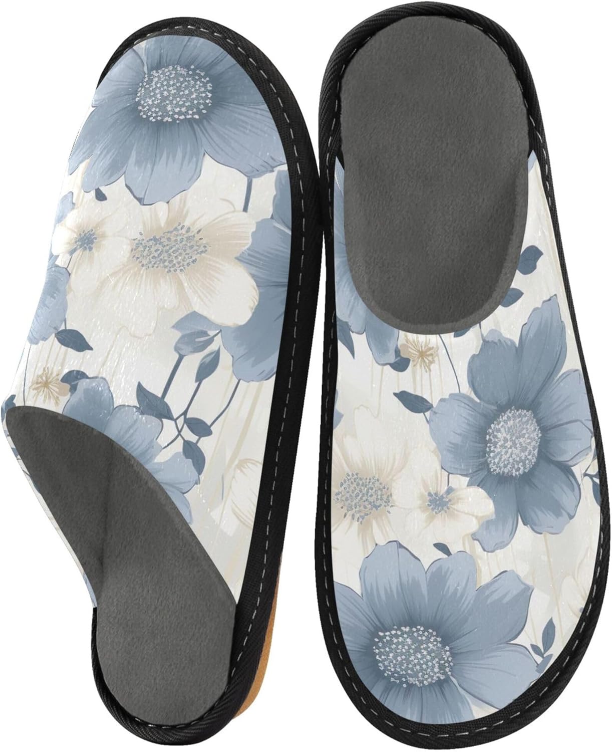 Boho Garden Flower House Slippers – Cozy Fuzzy Slippers for Guests, Washable & Disposable, Perfect for Shoeless Home, Spa & Hotel Use A110682