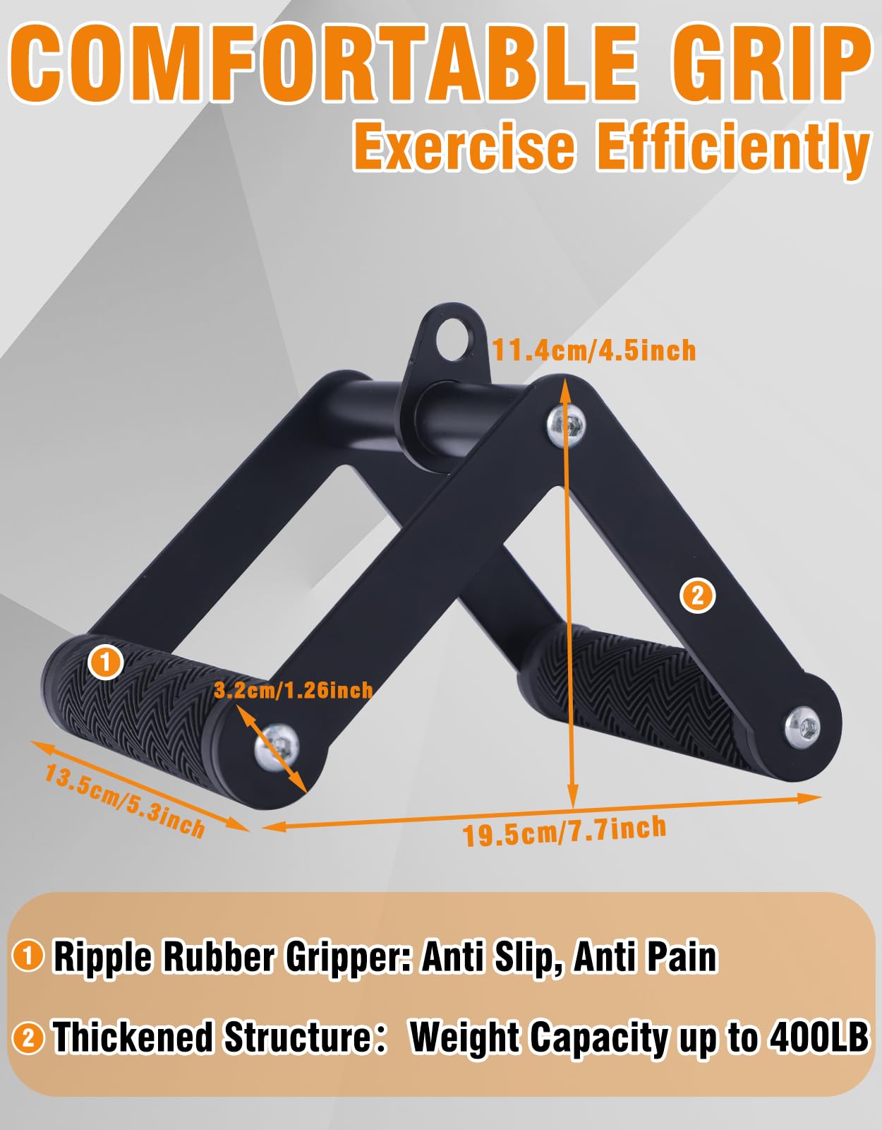 Fitarc Double D Row Handle Cable Attachments for Gym Non-Slip V Bar Attachment for Home Gym Equipment T Bar Row Attachment for Back Training Lat Pulldown Attachments and Cable Machine Attachment - Image 3