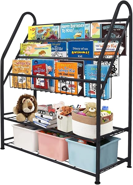 aboxoo Metal Kids Bookshelf Freestanding for Kids Room