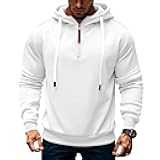 Mens Quarter Zip Hoodie Sweatshirt Warm Fleece Long Sleeve Pullover Hoodies for Men