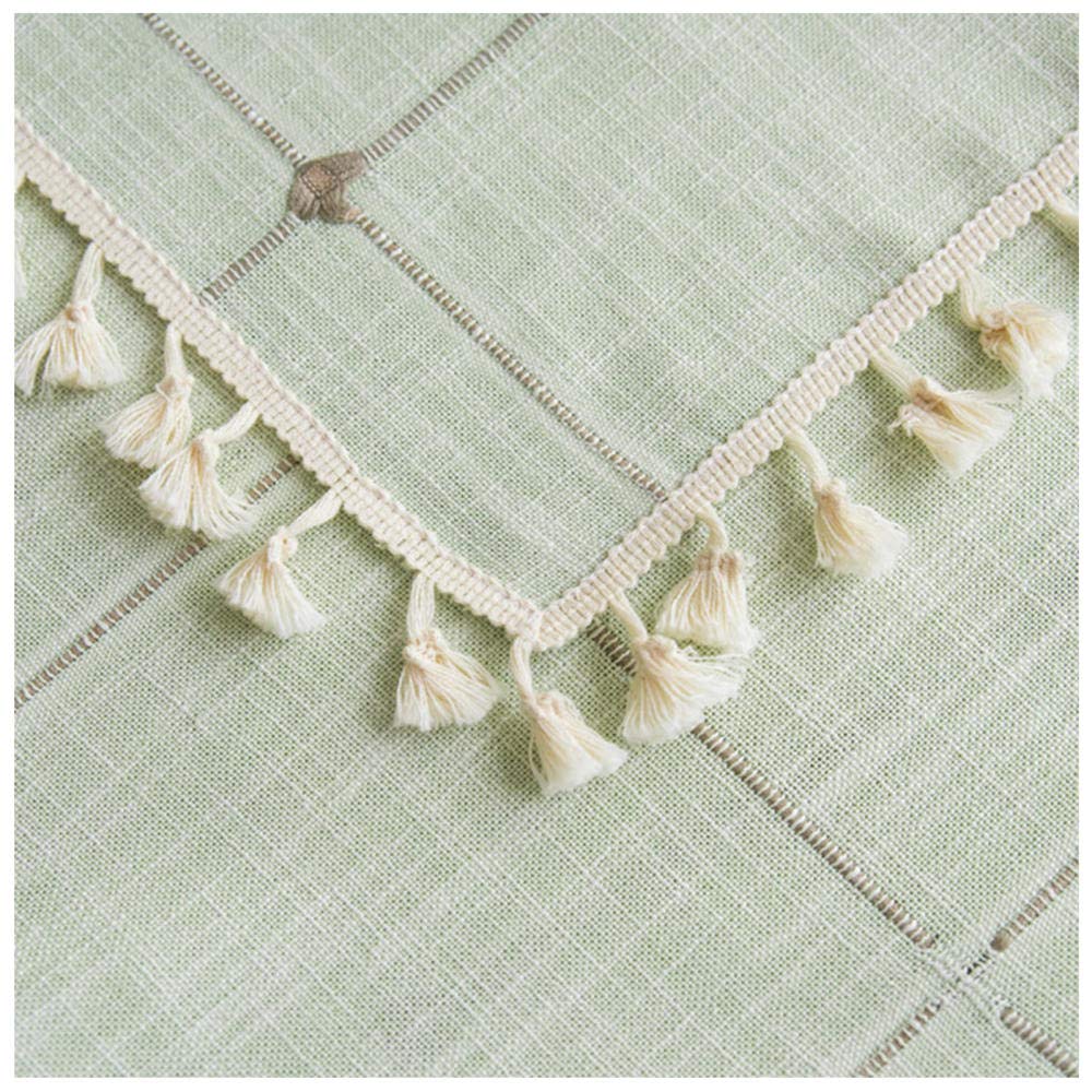 WLL Nappe de Table en Lin de Coton Rectangle, 120x210cm, Vert Nappe de Gland de Couleur Unie, Couverture de Table de décoration Anti-poussière pour la Table de Pique-Nique de Cuisine à Manger
