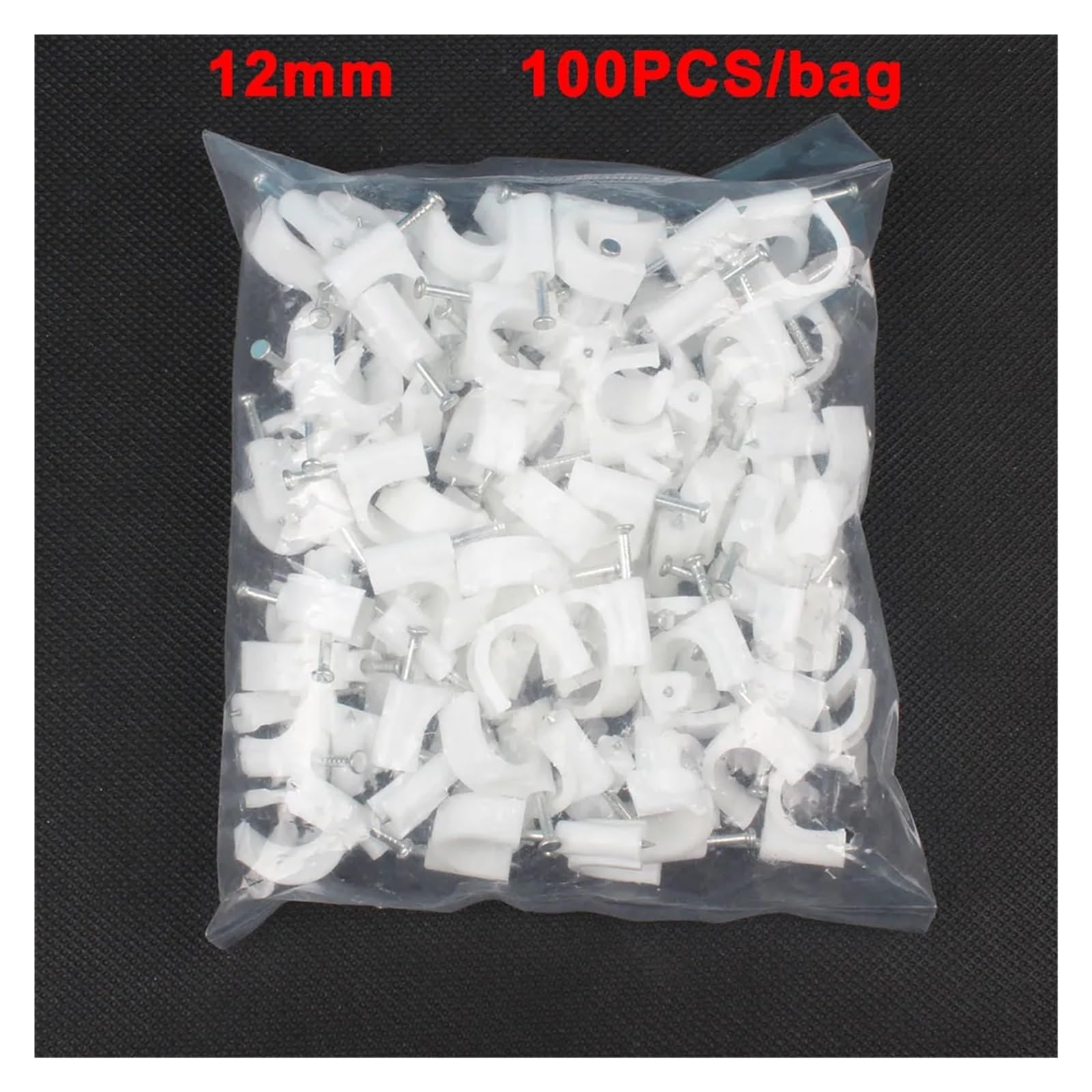 Clavos en clips for cables, 100 unidades, 4 mm, 5, 6, 8, 10, 12, 16, de alambre for gestión(12mm)