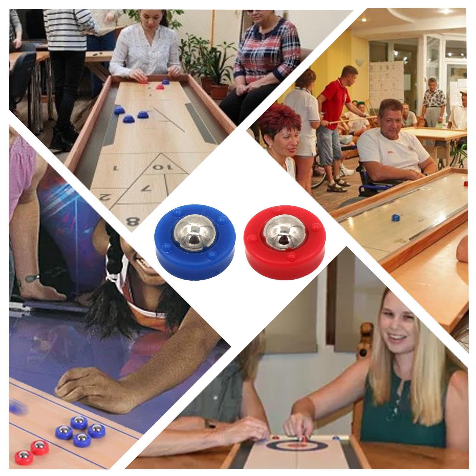 Small Shuffleboard Replacement Pucks, 24PCS Curling Game Accessories, Funny Sliding Rollers Set, Portable Tabletop Shuffleboard Beads for Indoor Family Games, Red and Blue