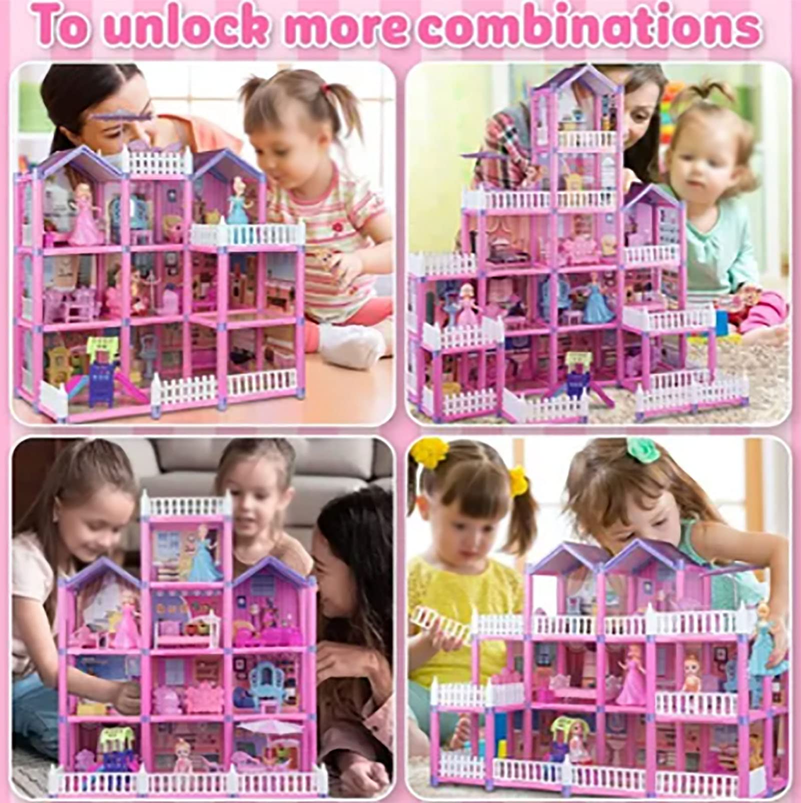 Hidyliu Kit de Construcción de Casa de Muñecas de 278 Piezas para Niñas, Colorido Ensamblaje de Bricolaje con 13 Habitaciones y 5 Pisos, Juego Creativo para el Desarrollo de la Imaginación, Tamaño
