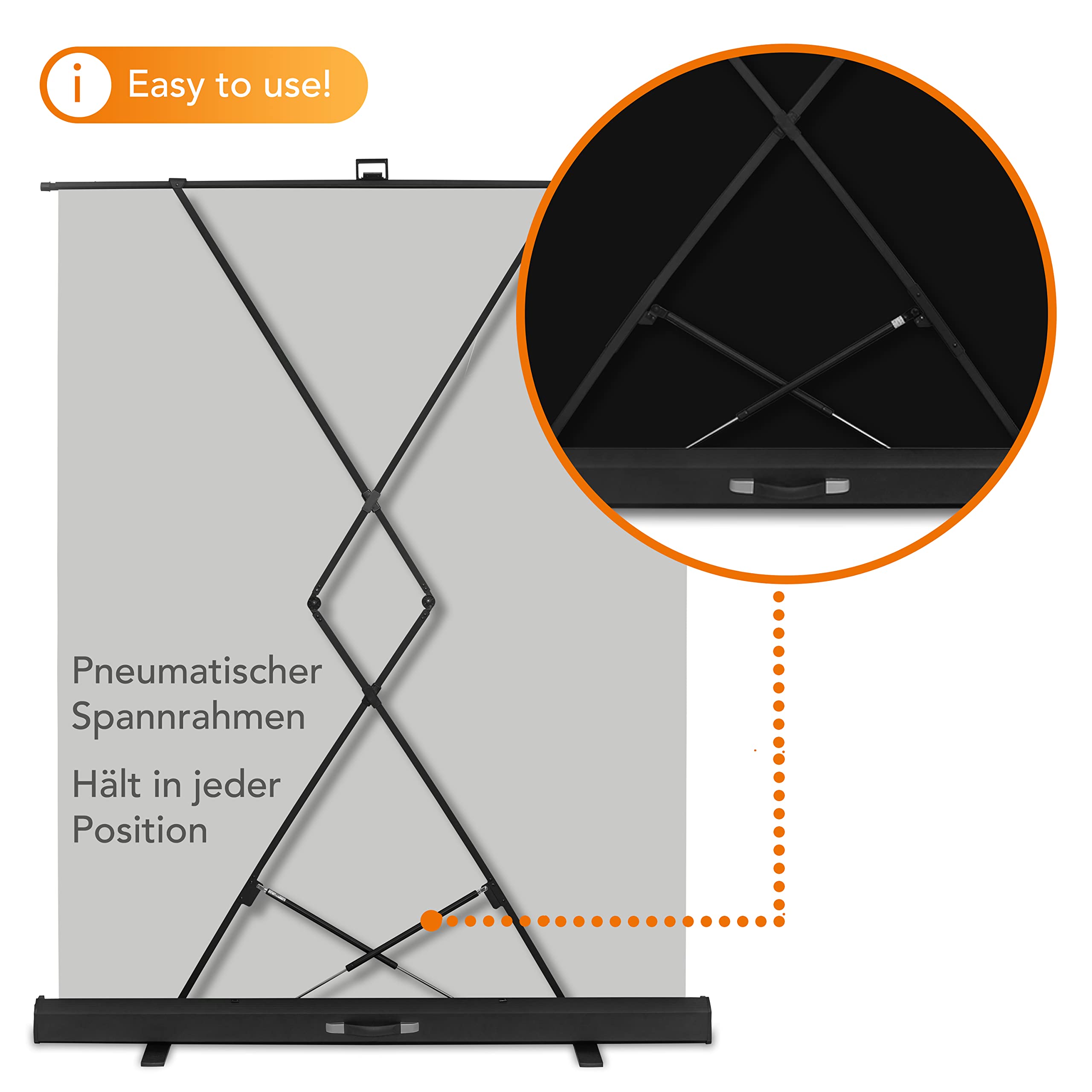Walimex pro Roll-up Panel Hintergrund grau 165 x 220 cm, Fotohintergrund mit Transportbox, Hintergrundsystem für Fotostudio, knitterfreie Fotoleinwand ideal für Portraits und dezente Lichtakzente
