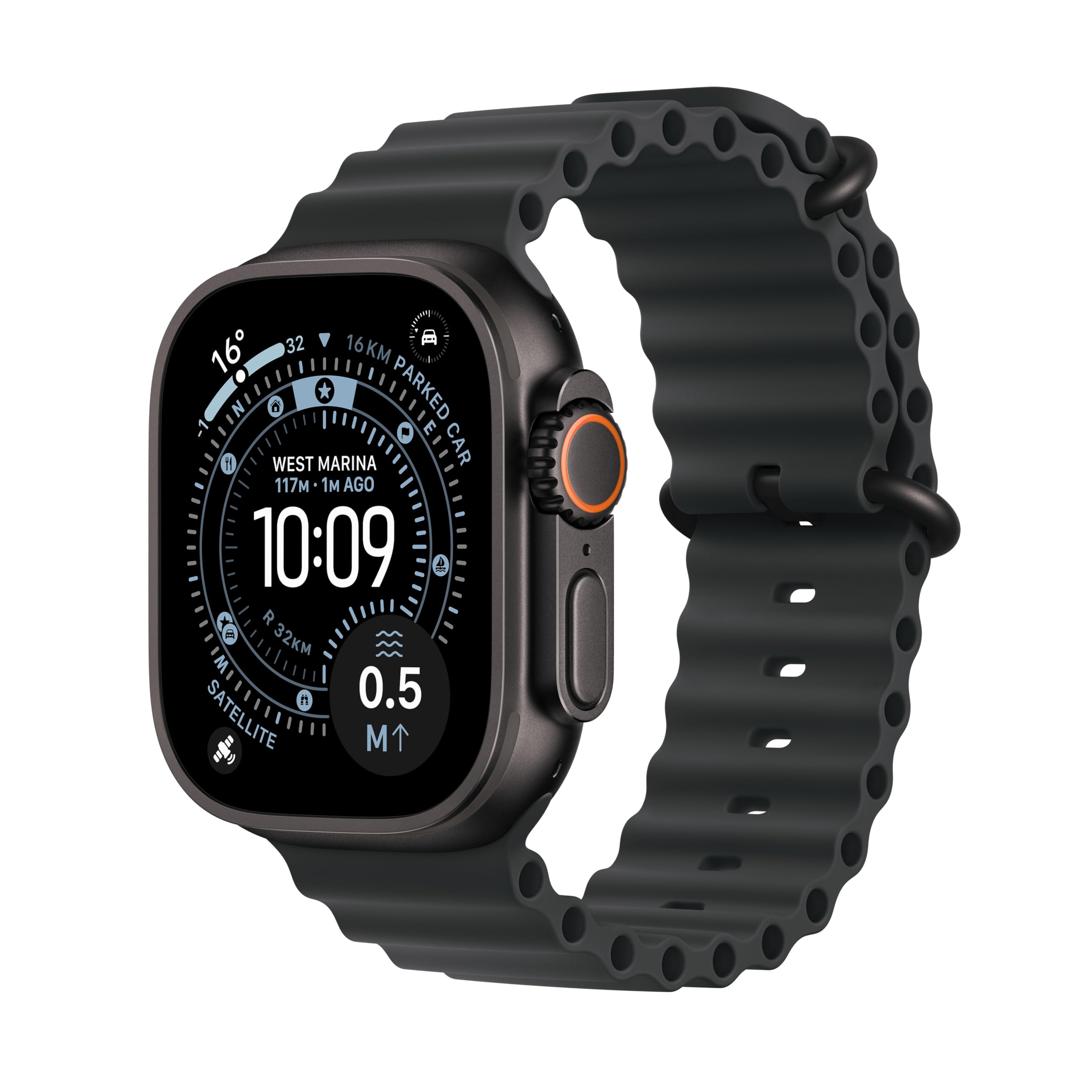 Apple Apple Watch Ultra 3 GPS + Cellular 49mm Premium Running and Multisport Smartwatch with Rugged Black Titanium Case with Black Oce
