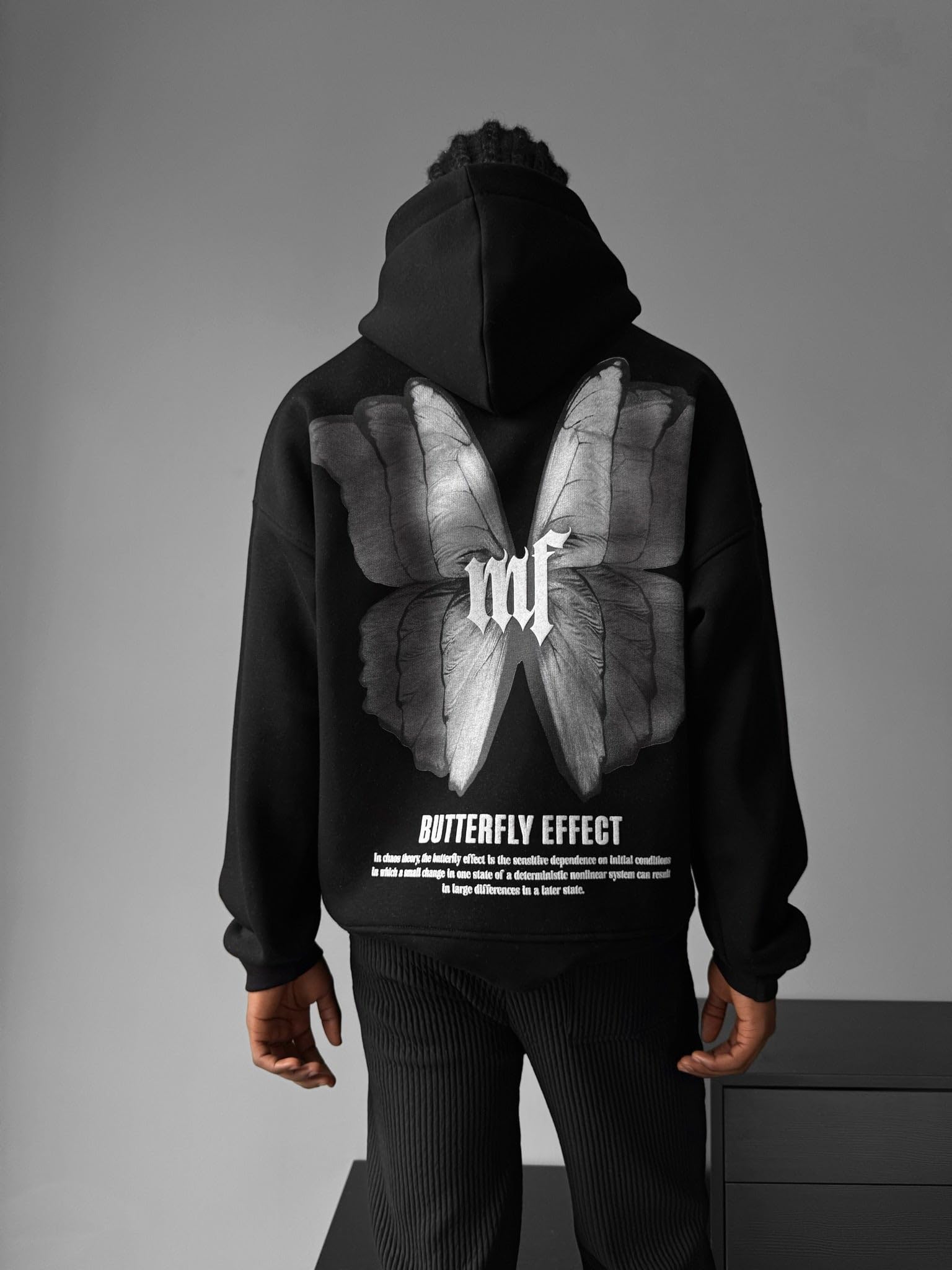 Oversize Butterfly Effect Hoodie - Black and Anthracite