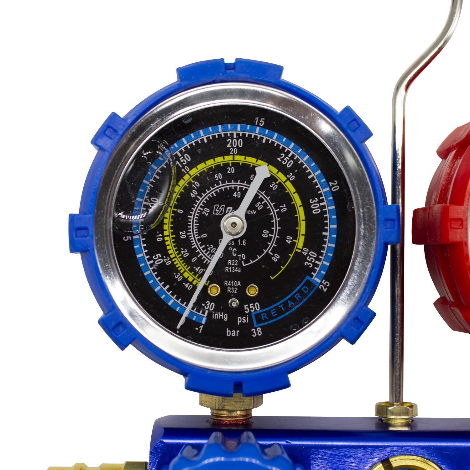 Manometro con Glicerina Maletin Set Manometros para Aire Acondicionado con Glicerina para Precision Gas Refrigerante R32, R410, R134 Manometro para Recarga de Gas Refrigerante Antivibraciones