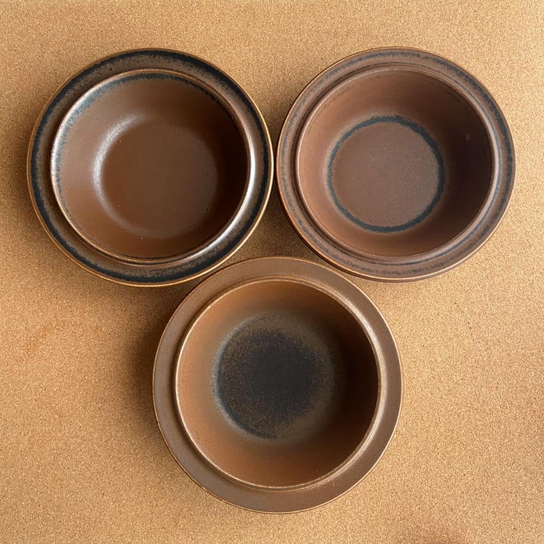 Amazon.co.jp: アラビア ルスカ スープ ボウル Φ17.5 深皿 3皿 赤茶系  