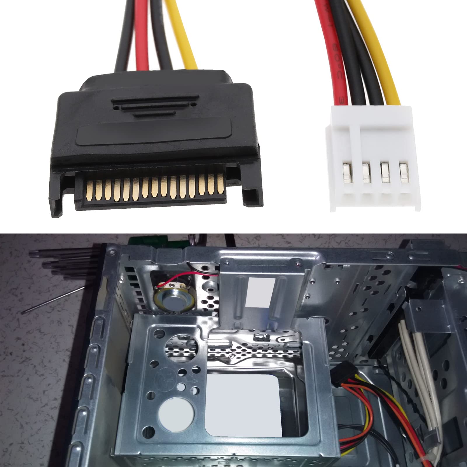 3 Cavi Di Alimentazione Da Mini 4 Pin Floppy A SATA 15 Pin Maschio – 20 Cm, Per Alimentare Hard Disk E SSD, Adattatore Computer - 3