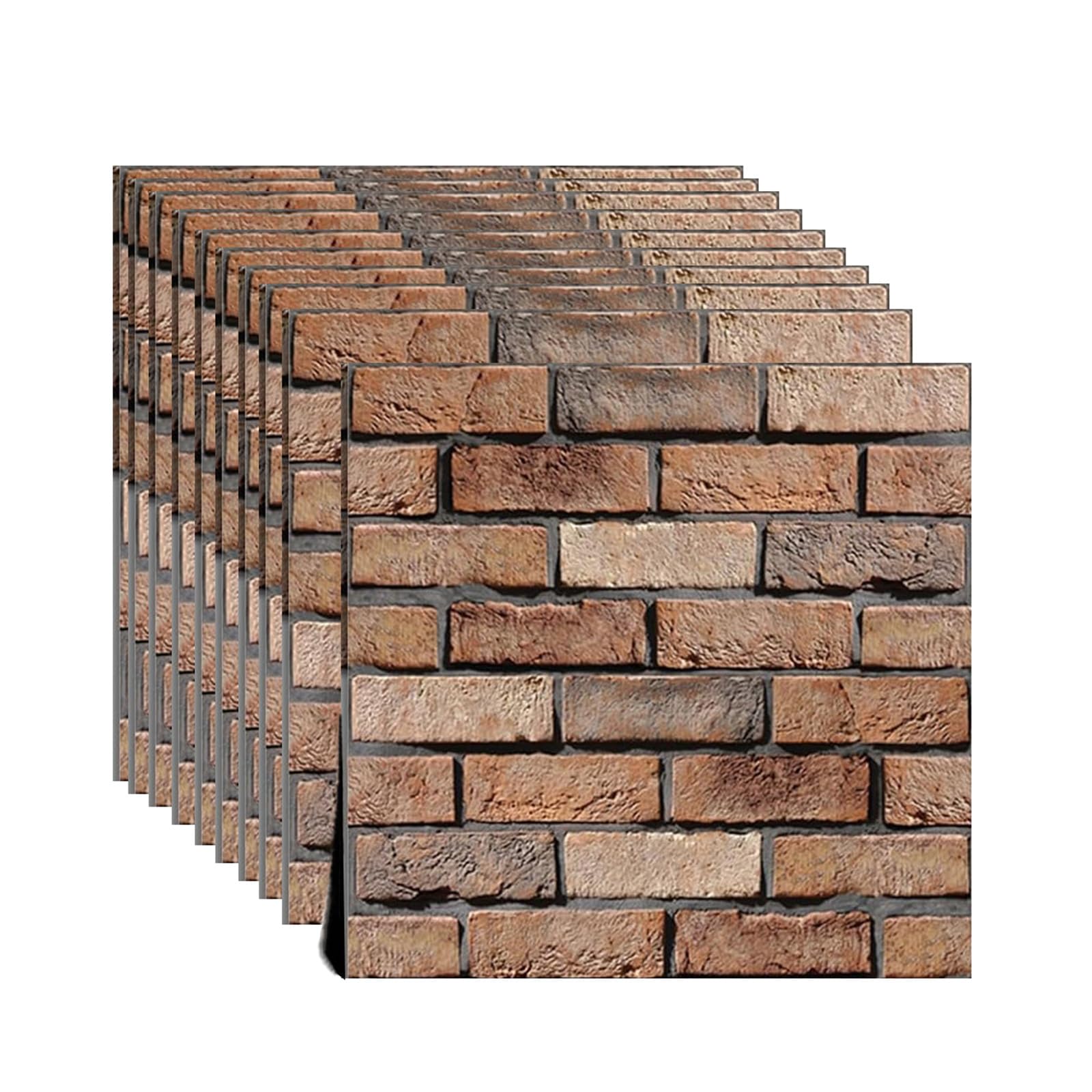 10 Pezzi Mattoncini Adesivi per Pareti Parati PVC Mattoncini 3D Adesiva Pannelli da Parete 3D Effetto Impermeabili Mattone per Parete Adesivi Wallpaper