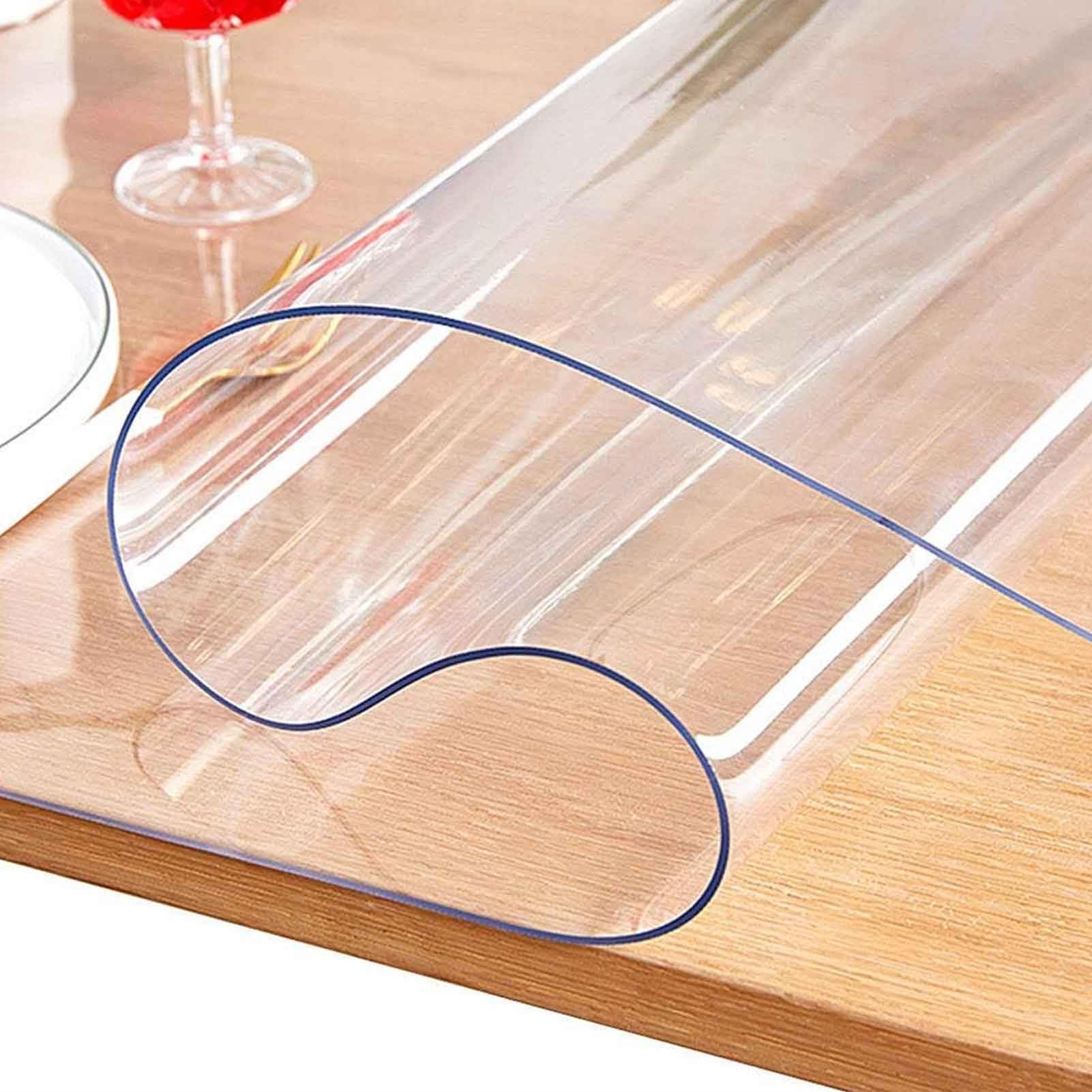 QBYRSSS Transparent Table Cover Protector Clear PVC Tablecloth 27.56"x86.61"1.5mm Thick Waterproof Protector CoverNonSlip WipeClean Table Protector for Kitchen Dining Room Office Desk