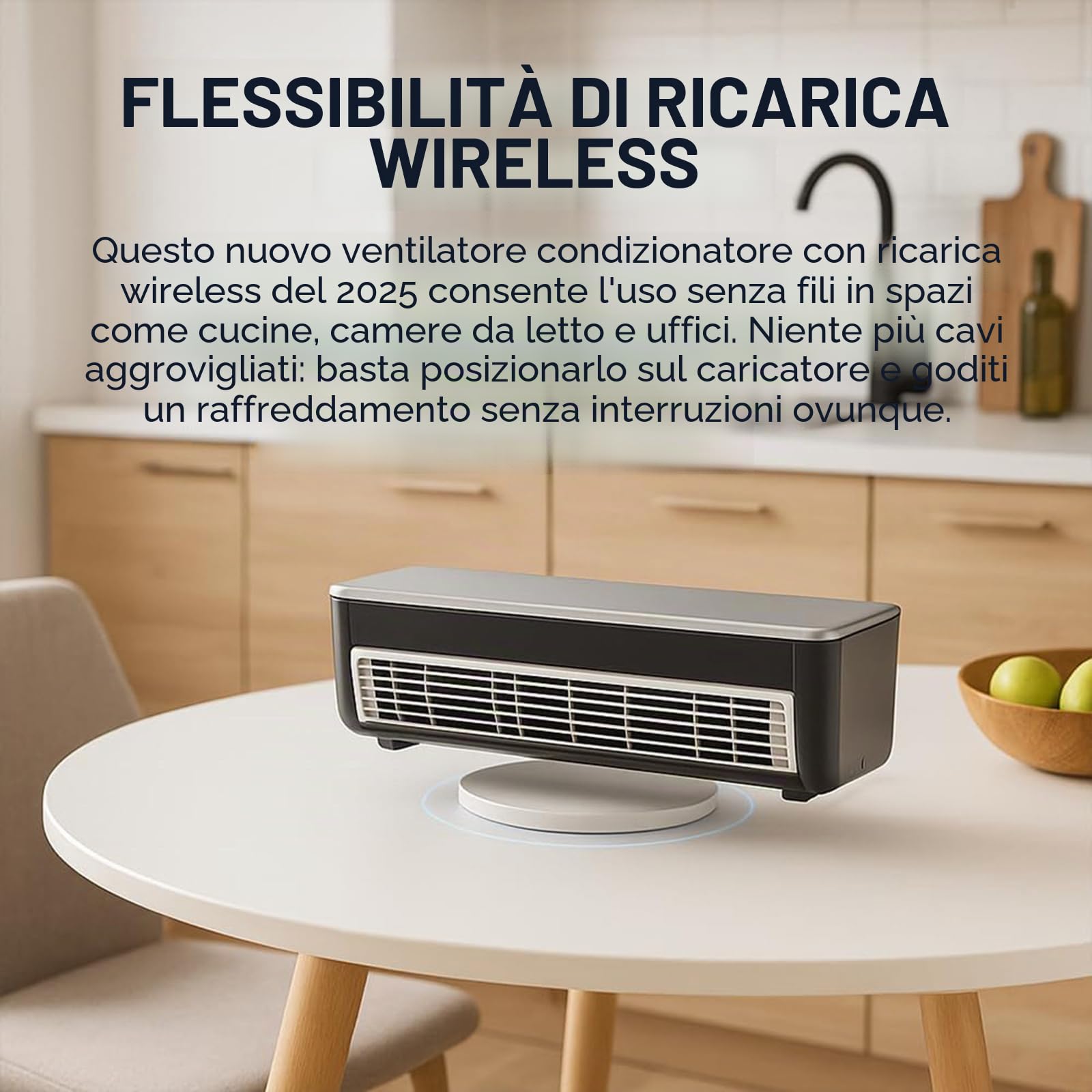 Condizionatore d'aria portatile con ventilatore, telecomando, raffreddamento istantaneo, 3 impostazioni di velocità, design a parete per cucina e camera da letto
