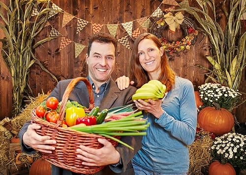 Miniatura 5 de AIIKES Fondo de fotos de otoño de 6 x 4 pies, tablero de madera rústica, cosecha de granero, fondo de fotografía de otoño, hojas de calabaza,
