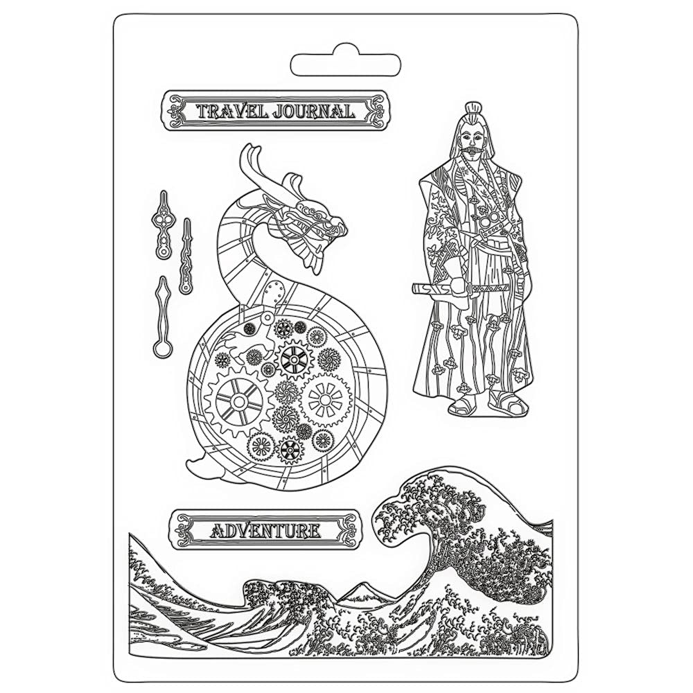 Stamperia International Stamperia-Soft Mould-Sir Vagabond in Japan-Dragon, White, A4, K3PTA4508