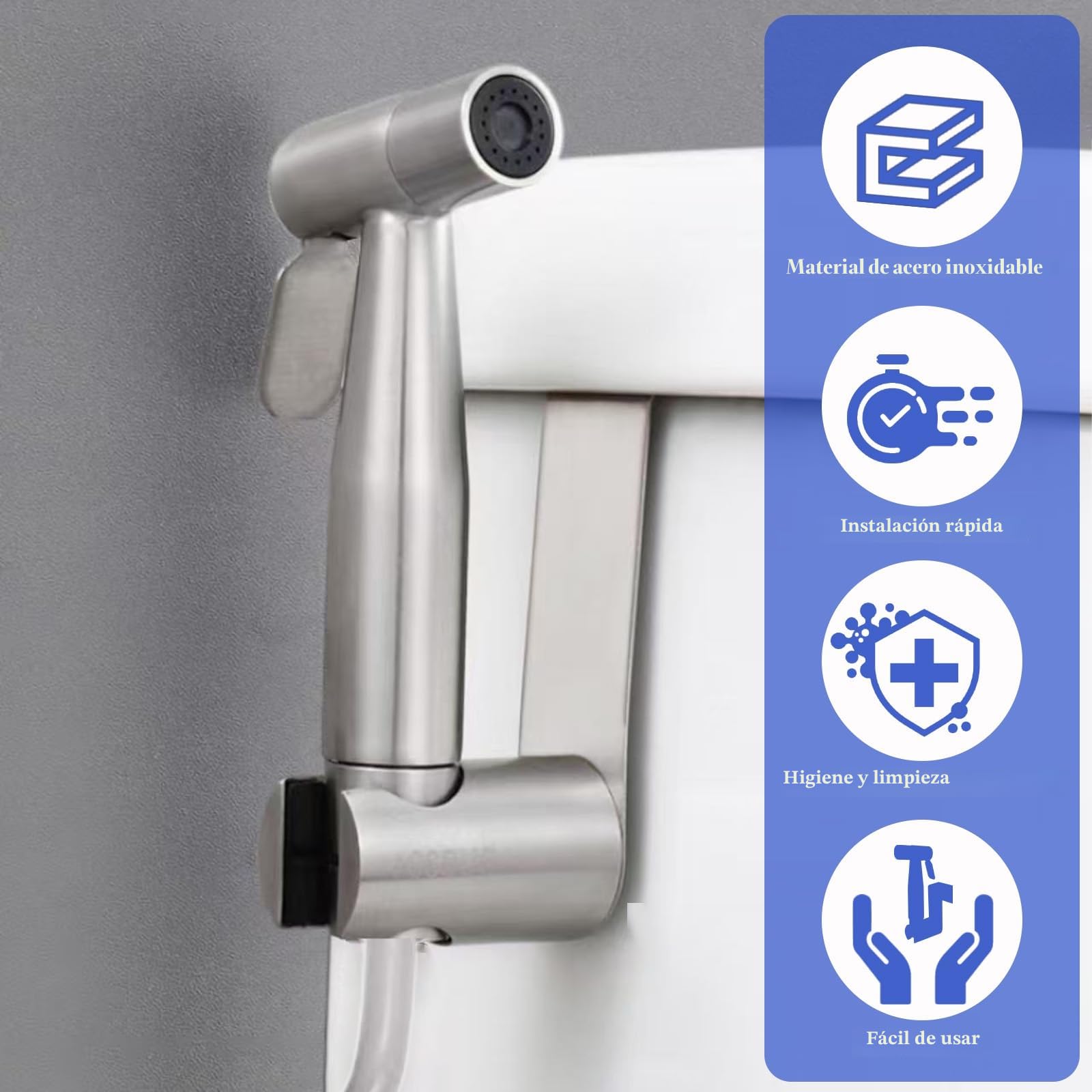 Ducha Higienica para WC Bidet Para WC de Inoxidable Rociador de Bidé con Manguera de Ducha de 3M Grifo Bidet Para WC Grifo Portatil para WC Kit para Toilette y Higiene Plateado