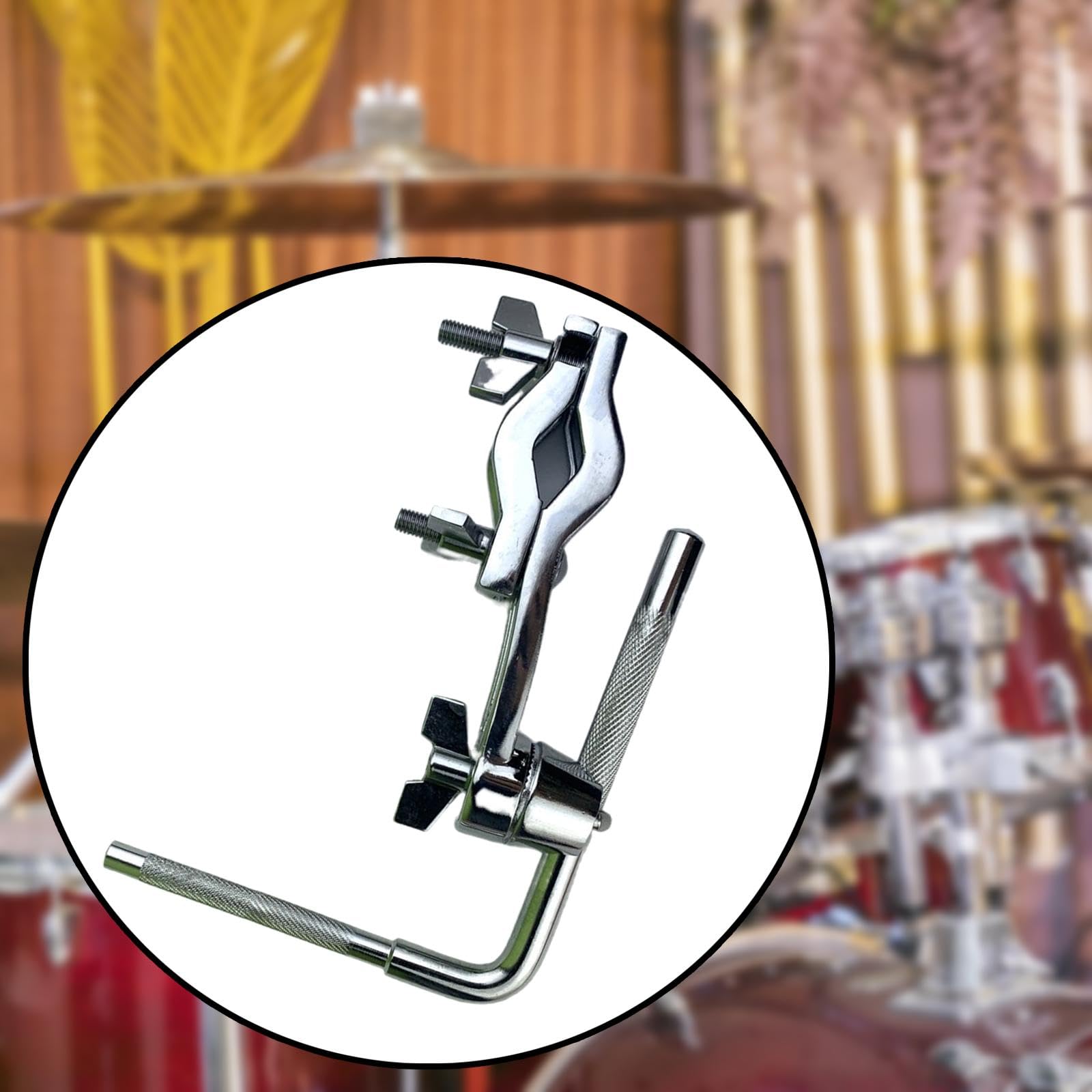 Soporte para Platillo Base Accesorio para Montar Cencerro a Batería Brazo Soporte con Abrazadera Metálica Robusta Material Resistente Y Ligero Adecuad, con curva de extensión