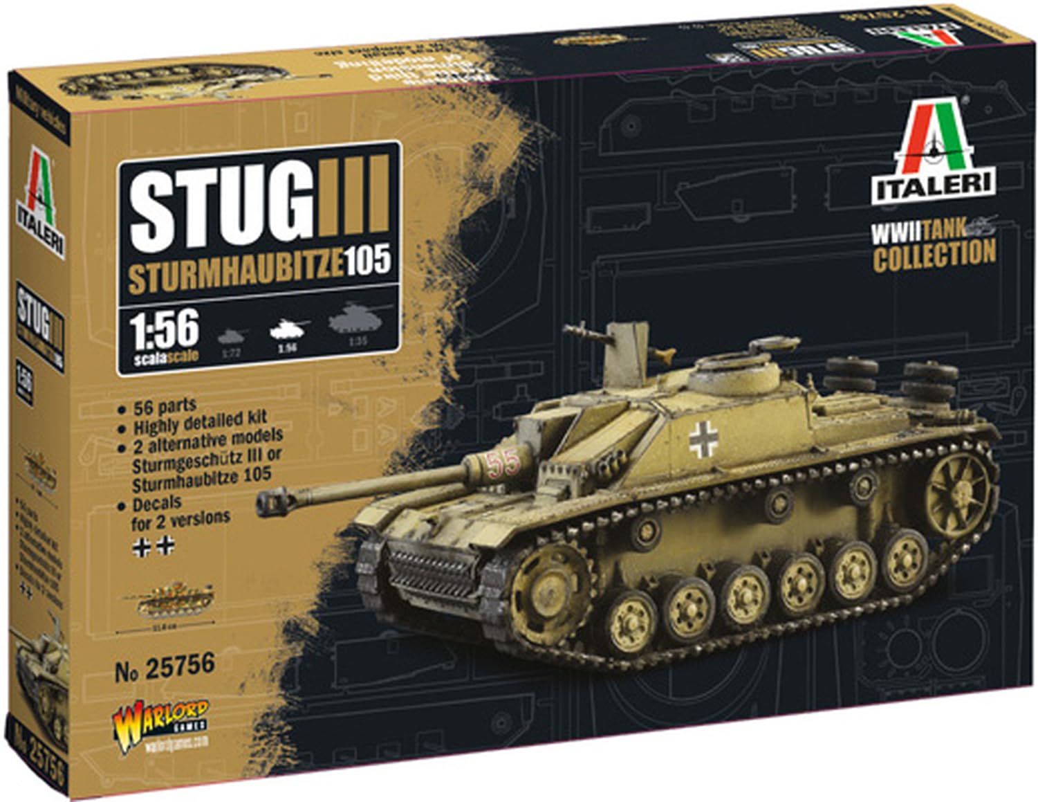 Italeri 25756 1:56 Sd.Kfz. 142/1 StuG III - Modellismo, kit da costruzione, modellismo da pavimento, fai da te, hobby, incollaggio, kit in plastica, fedele ai dettagli, non verniciato