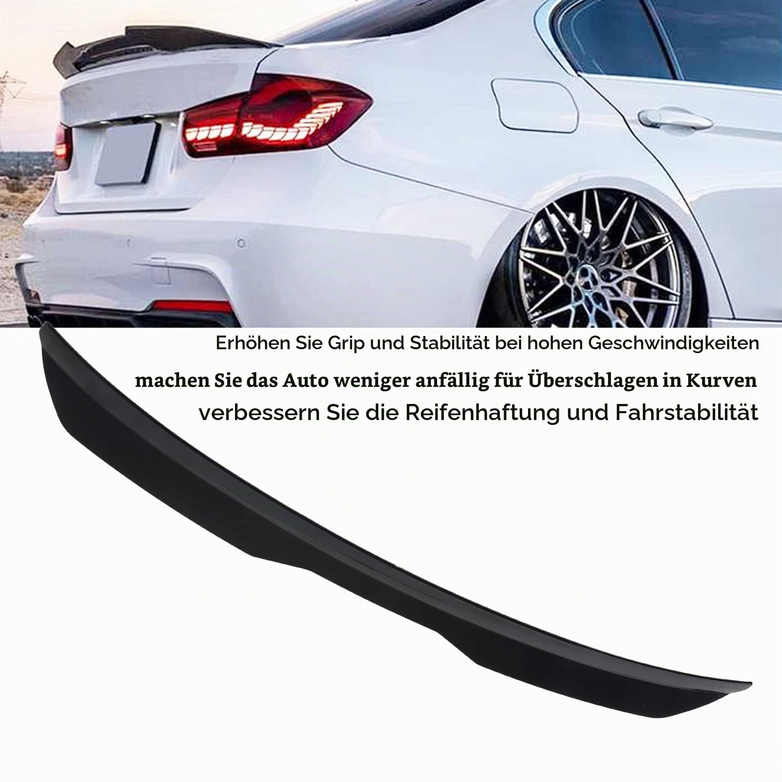 Heckspoiler Flügel Kofferraumdeckel Spoiler, Universal Auto Spoiler Passend für die meisten Autos, Kofferraum Oberkante Zierleiste (Glänzend schwarz)