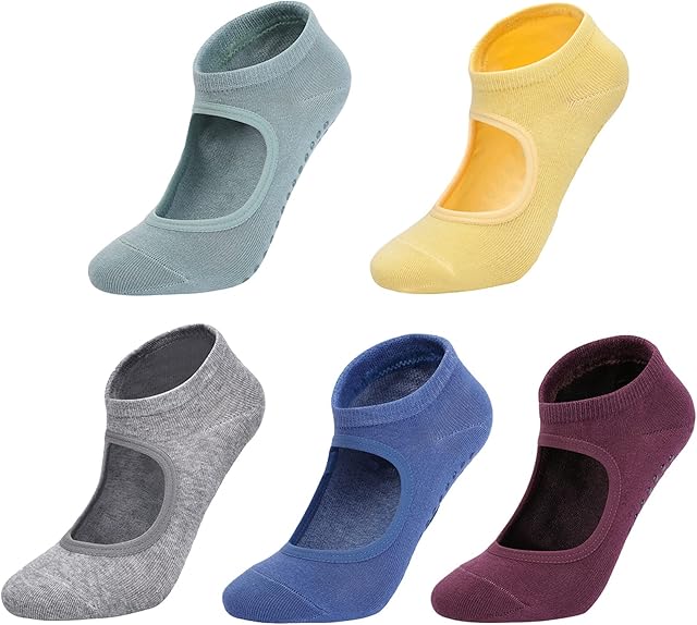 Panegy 5 Pairs Yoga Socks for Women Non Slip Socks with Grips for Pilates Ballet Barre