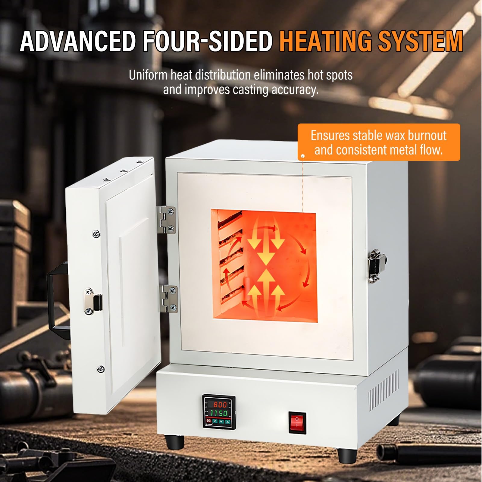 Forno Elettrico Gioielli 2000w, Forno Cera Persa 1150℃ per Lost Wax Casting, Muffle Kiln E Applicazioni in Laboratorio Professionale Creativo per Lavorazioni Avanzate