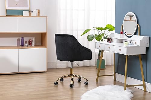 Miniatura 122 de ZOBIDO Cómoda silla de trabajo para la oficina en casa con ruedas, bonita y moderna tapizada de terciopelo con respaldo de concha, silla de