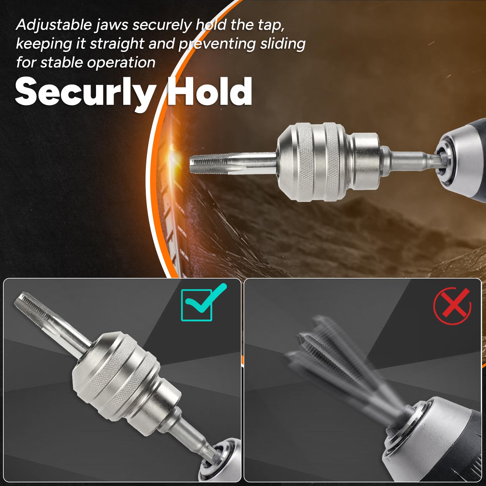 6 llaves de vaso ajustables, herramienta de soporte de grifo, adaptador de enchufe de grifo de 1/4 pulgadas, 3/8 pulgadas, 1/2 pulgada para grifos M3-M19, taladros, escariadores, tornillos