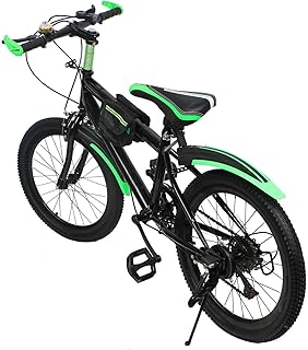 Mountain Bike 20 pollici, bicicletta per bambini, ragazzi e ragazze, con ingranaggio, bussola, campana, supporto tazza e parafango, 85 kg, verde