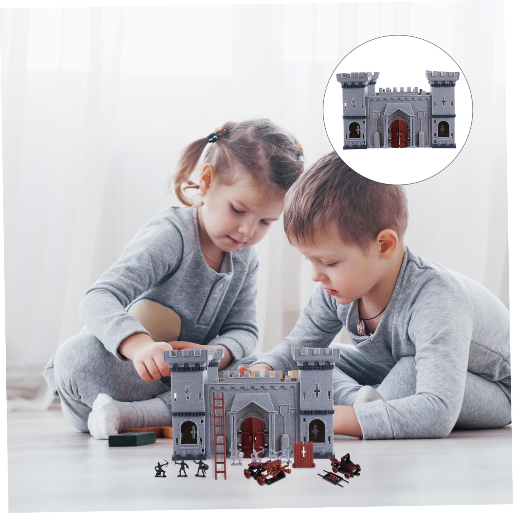 Milisten Castillo de Juguete para Niño Soldados Antiguos y Caballeros, Modelo Ensamblado para Construir, Juego Educativo de Escenas DIY para Niños