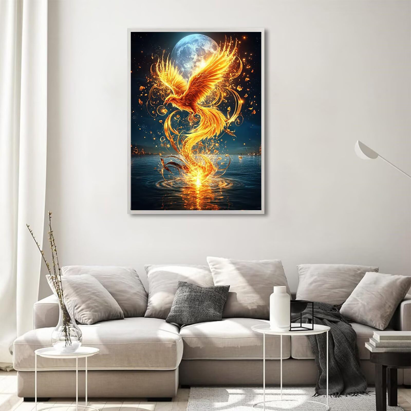 Mond Diamond Painting Phönix Diamond Painting 70x100cm Vollbohrer Diamanten Kinder Anfänger Bastelset, DIY Set Erwachsene Kreativ Set für Erwachsene für Zimmer Wand Deko, Geschenke für Frauen,Model699