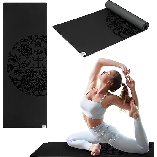 Gaiam Dry-Grip Yoga Mat - 5mm Thick Non-Slip Exercise & Fitness Mat for Standard or Hot Yoga, Pilates and Floor Workouts - Cushioned Support, Non-Slip Coat - 68 x 24 Inches