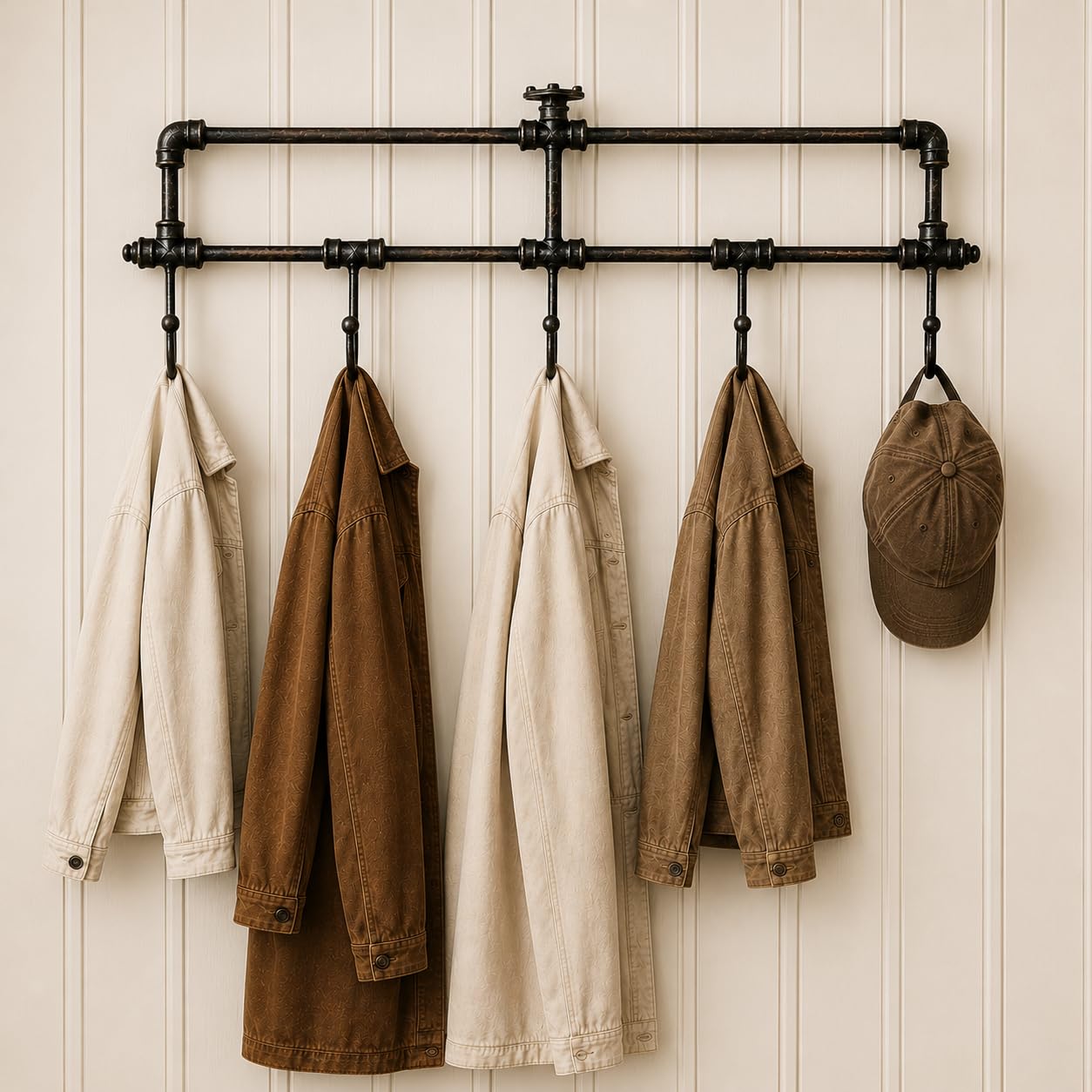 Garden Mile Large Luxury Metal Industrial Style Coat Hooks Wall Mounted Clothes Hangers Heavy Dudy Clothes Rail Coat Rack for Jackets, Bags, Hats & Towels in Bathroom, Bedroom Entryway Hall