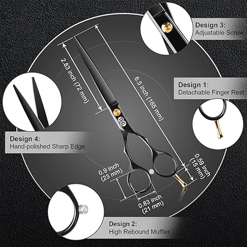 Miniatura 2 de CIICII - Tijeras de corte de cabello, juego de tijeras profesionales de 6.5 pulgadas (tijeras de corte de pelo, corte de barba, kit de corte de