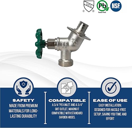 Miniatura 2 de XFITTING 34" Pex x 34 GHT Sillcocks, GHT (manguera de jardín roscada) - latón 26-2-2 (1)