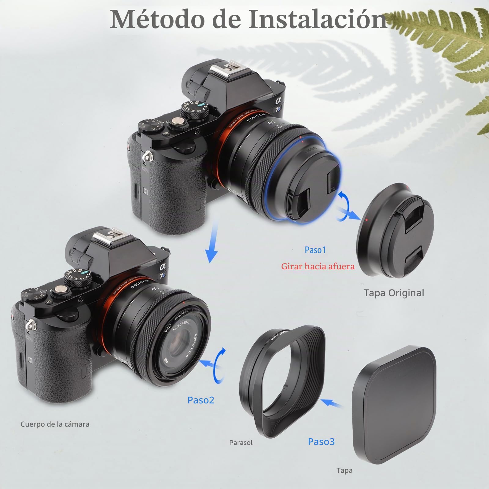 Haoge LH-S245G - Parasol cuadrado de metal para Sony FE 50 mm F2.5 G, FE 40 mm F2.5 G, FE 24 mm F2.8 G, RX1 RX1R RX1RII/M2 RX1R III M3 pantalla de cámara con tapa en Sony a7CII a7R5 a7m4