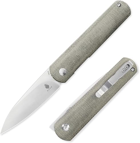 Miniatura 1 de Kizer FeistXL - Cuchillo de bolsillo de 335 pulgadas hoja de acero cuchillo plegable con mango Micarta herramientas para exteriores V4499C1