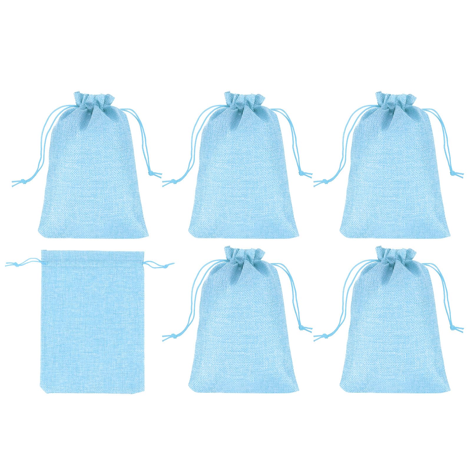 PATIKIL 8"x6" Coin Sacks Bag, 6Pcs Bank Deposit Change Transit Bags with Drawstring Canvas Gift Sacks, Blue