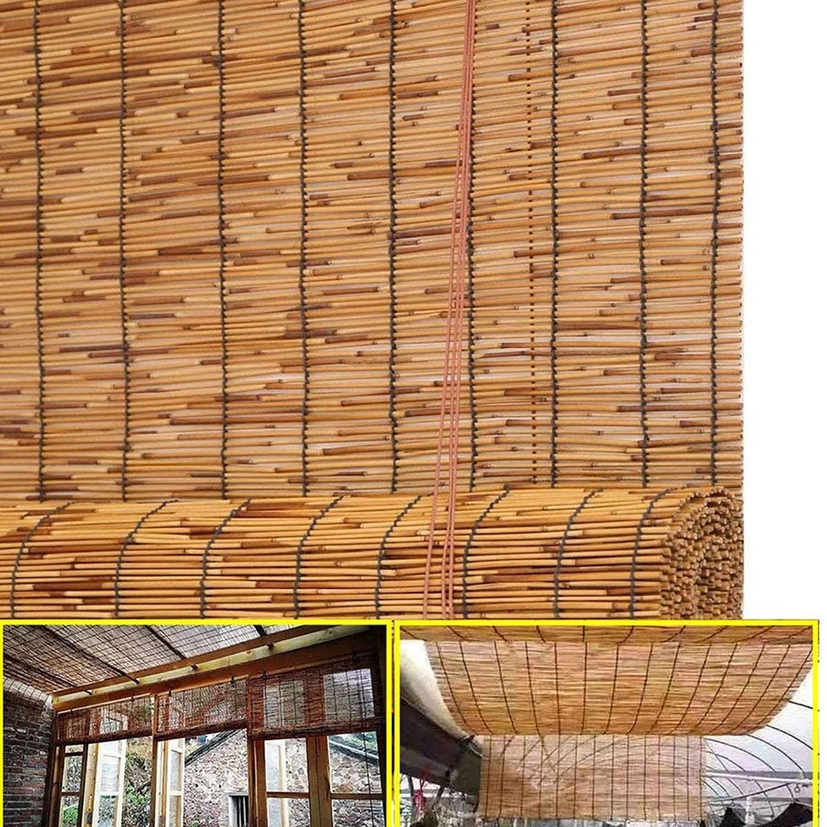 Store en Bambou, Store intérieur/extérieur en Bambou pour fenêtre Enroulable, Rideau en Bambou tissé à la Main, carbonisation Facile à Installer, Taille Personnalisable. (Size : W110xH190cm/43x75in)