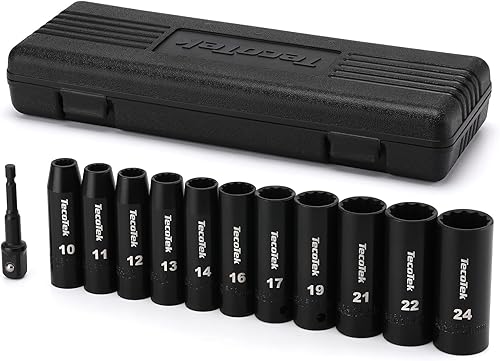 Juego de llaves de impacto métricas de 12 puntos, 12 pulgada de profundidad, Cr-V, 0.394 in a 0.945 in, adaptador de enchufe de taladro de 12 pulgada