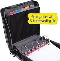 Vista 2 de Five Star® Carpeta de 3 anillos con cremallera, anillos redondos de 3 pulgadas, negro/gris