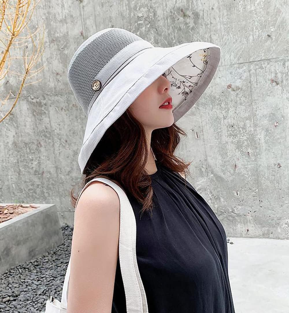 Women's Mesh Sun Hats Summer UV Protection Wide Brim Beach Fishing Cap - Image 2