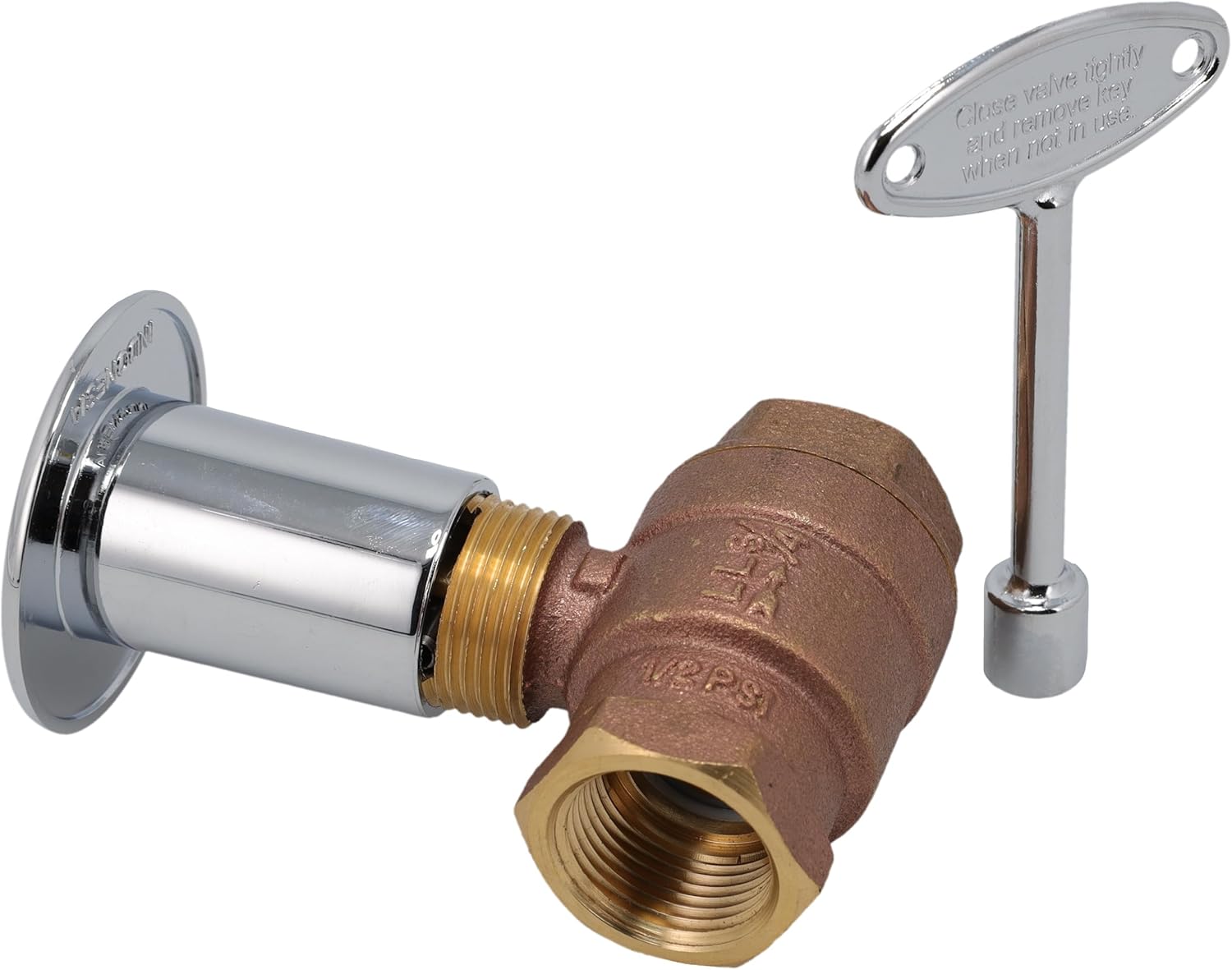 Supplying Demand BVL-3SK-CP Fireplace Fire Pit | 3/4" IPS Straight Log Lighter Ball Valve with Chrome Plated Cover and Key