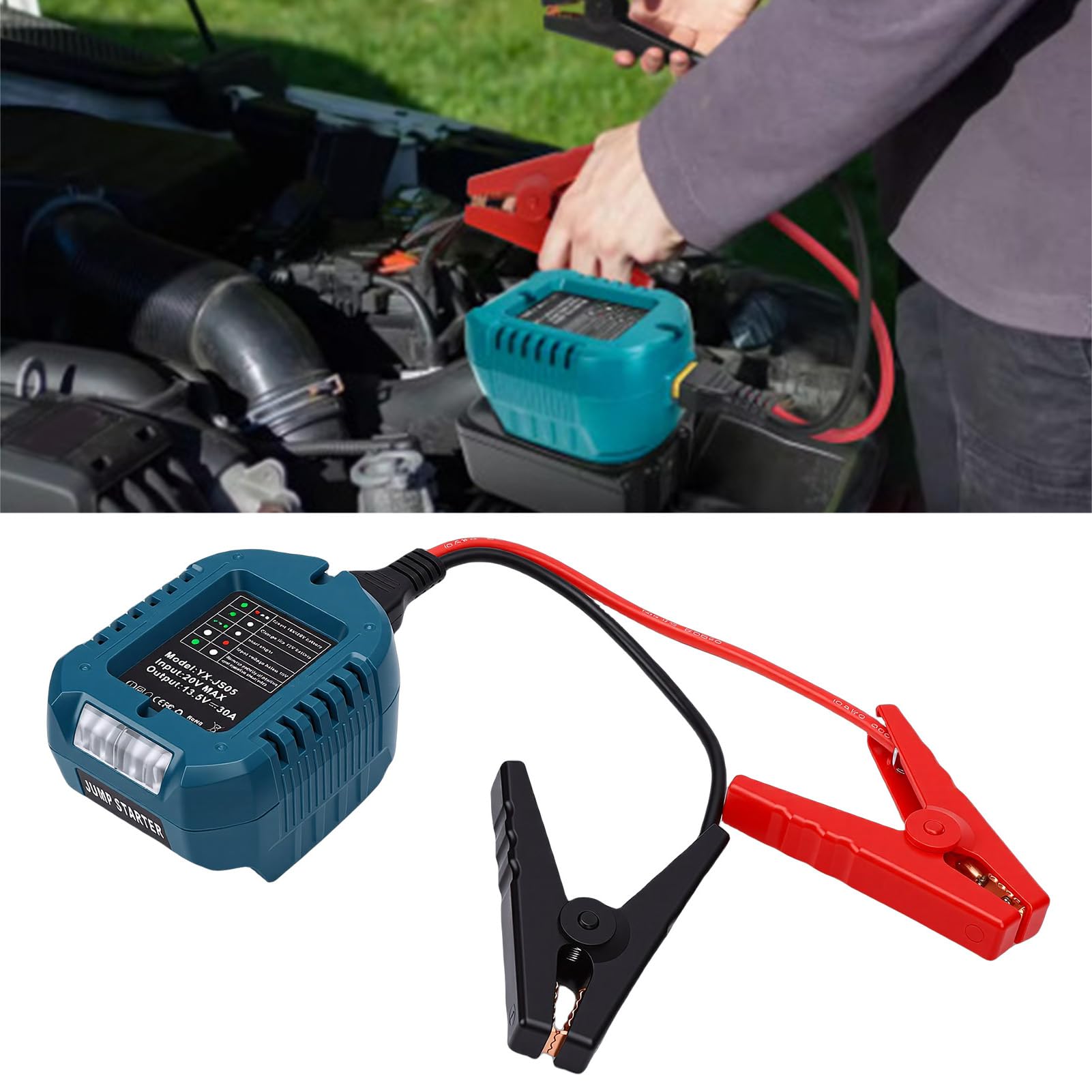 Luocute Arrancador de Batería Portátil para Baterías de 18 V, 10 AWG