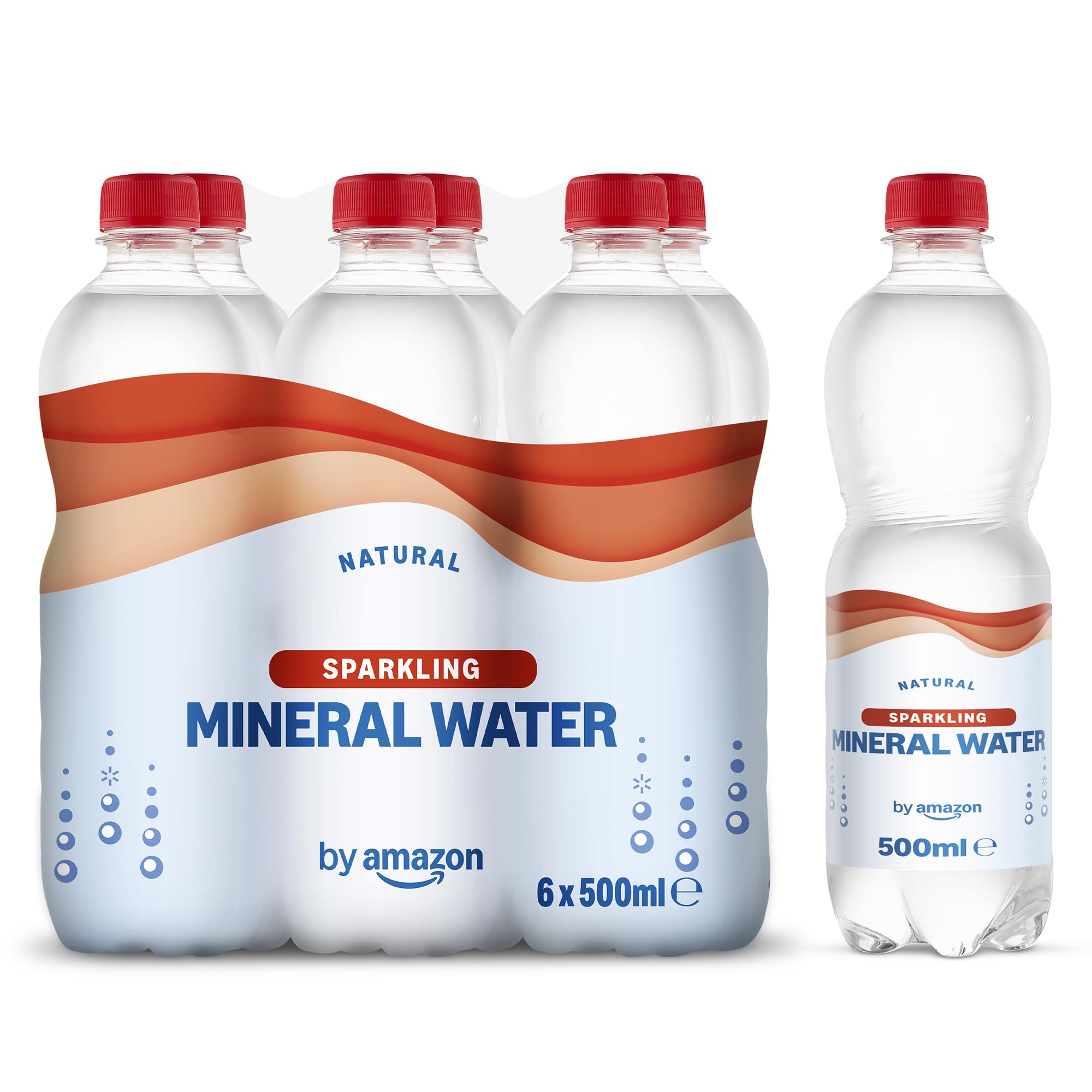 Agua Mineral Natural con Gas by Amazon - Paquete de 6x500ml