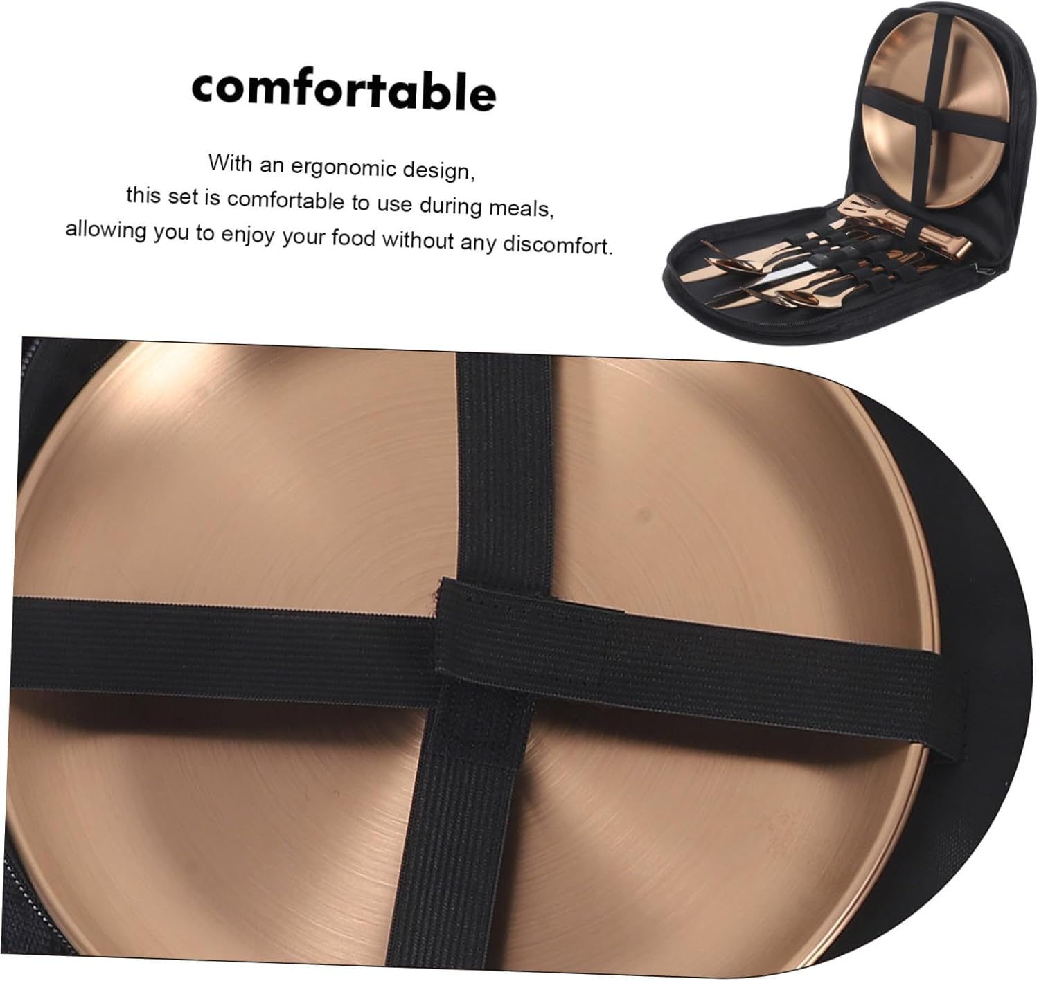 ABOOFAN 1 Set Camping Cutlery Stainless Steel Utensil Kit with Ergonomic Design Storage Bag for Outdoor Dining Picnics Camping Adventures