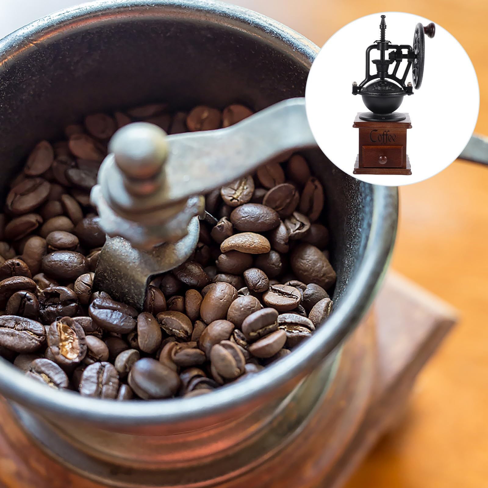 ULTECHNOVO Vintage Kleiner Kaffeemühle und Eisen Manuell für Kaffeebohnen und Pfeffer Tragbar für Camping und Reisen