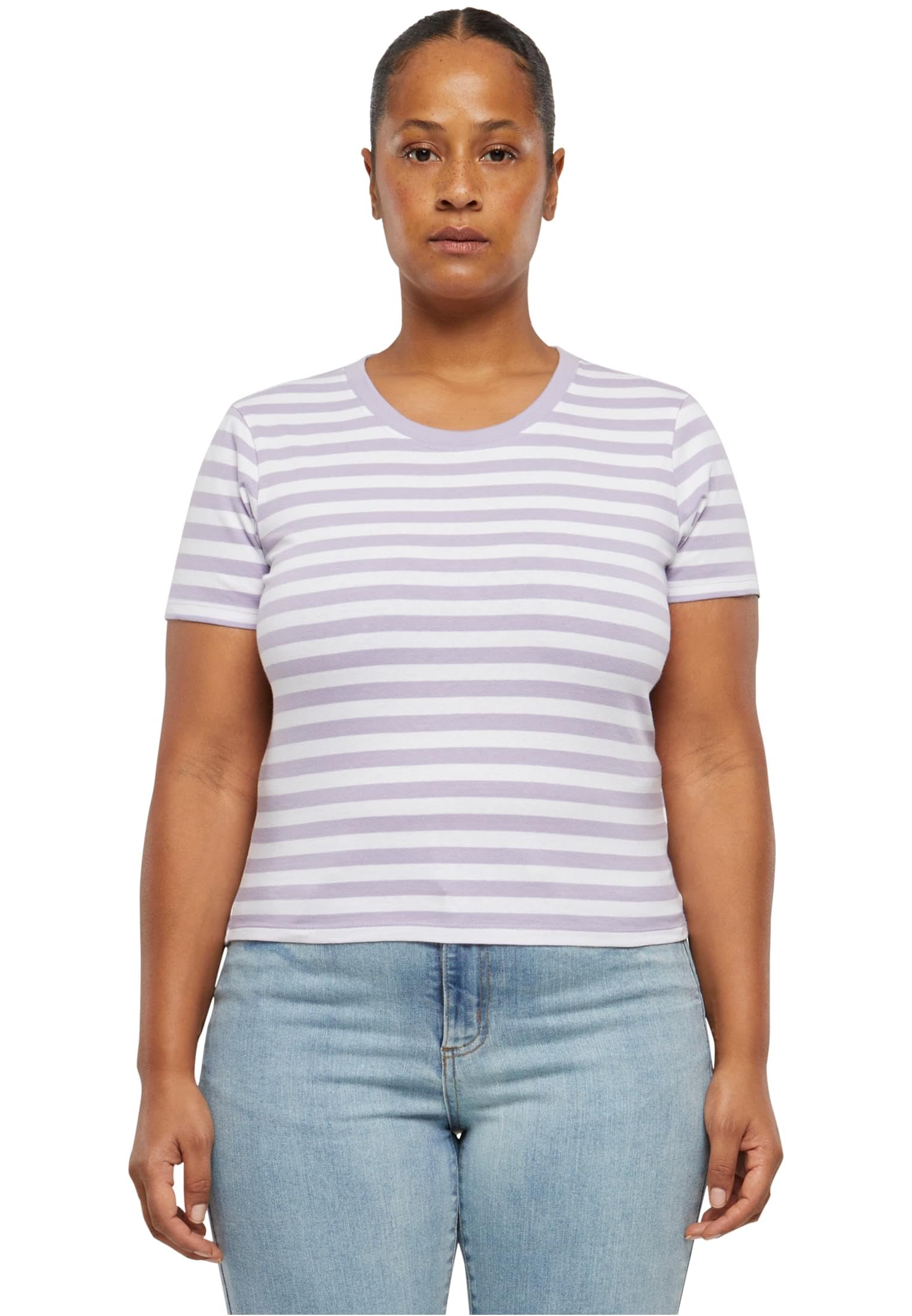 Urban Classics Women's Ladies Short Striped Tee T-Shirt, White/Dustylilac, XXXXL