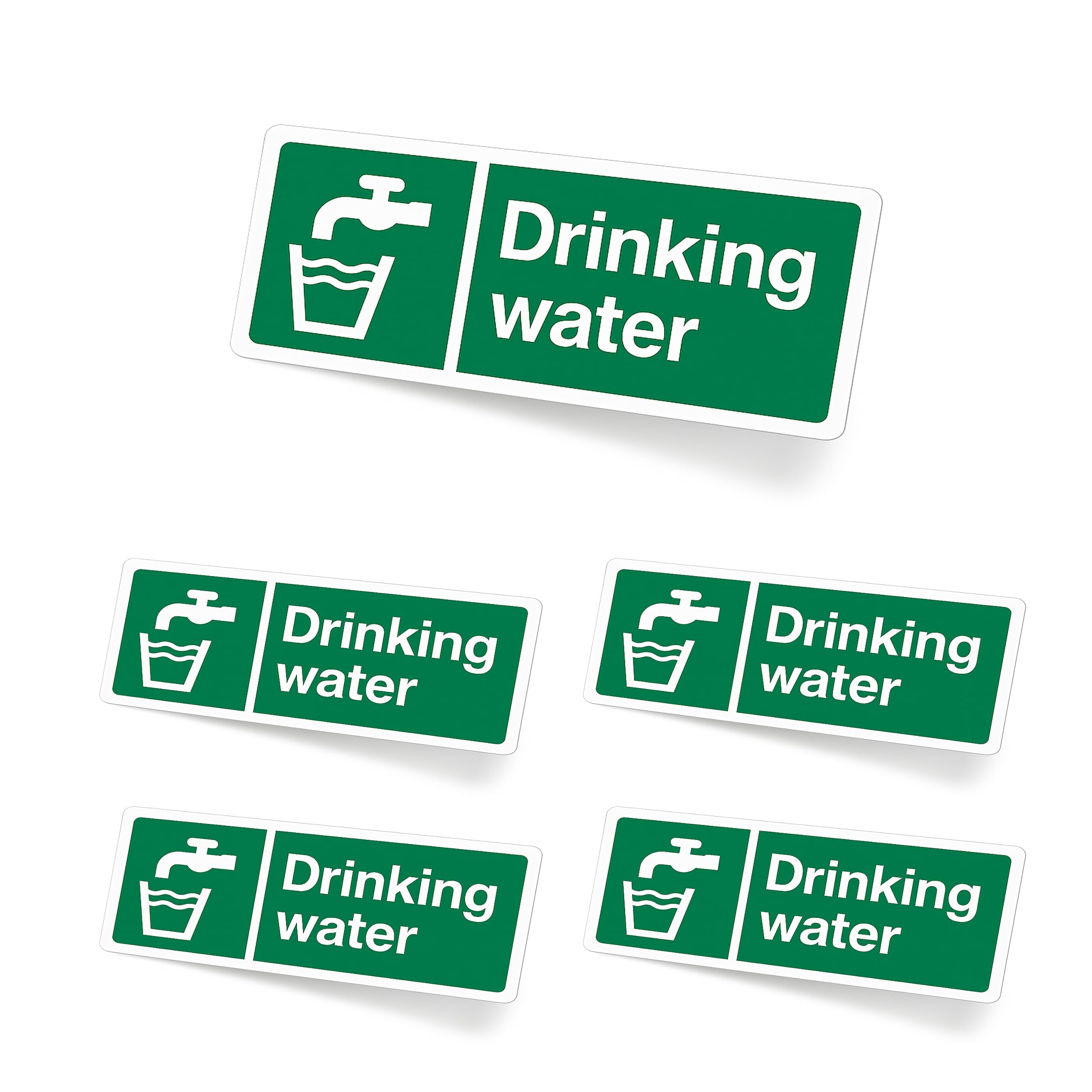 Rubigo 5pk Drinking Water Safety Sign - Highly Visible Waterproof Drinking Water Labels Self Adhesive Stickers for Office, Schools, Healthcare, Transportation Hubs, Hotel, Restaurants (15" x 5") 5pcs