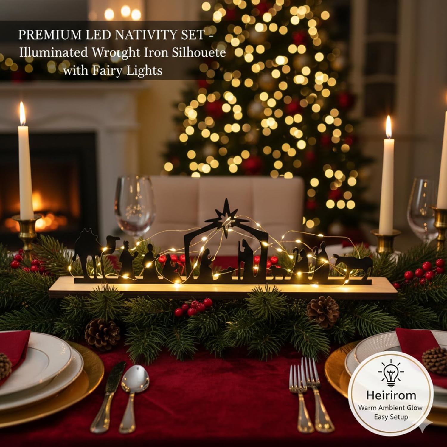 Christmas Table Decorations Wooden, Nativity Scene Silhouette Centerpiece - Christian Jesus Christmas Decor for Indoor Tabletop, Holiday Home Decor - A - Image 6