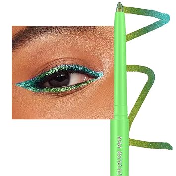 Green Eyeliner Pen Chameleon Metallic Shimmer Color Changing Eye liner Pencil, Waterproof Long Lasting Eyeshadow & Eyeliner 2 In 1, Highly Pigmented Smudge Proof # 02